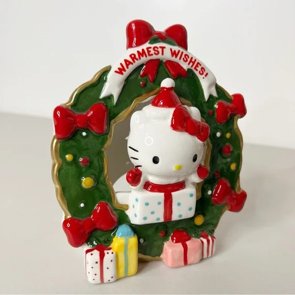 Hello Kitty Christmas Wreath Tea-light Holder Ceramic - Picture 2 of 5